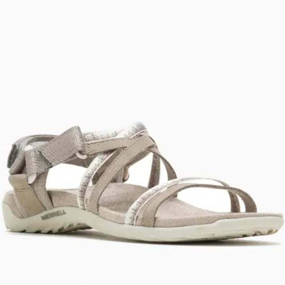 Merrell District Mendi Women's Backstrap Brindle Taupeโ Leather Sandals Size 10